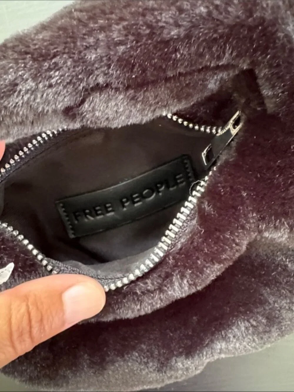 Anthropologie Melie Bianco Brigette Satchel Faux Fur Mini Black Bag Purse‎ - NEW